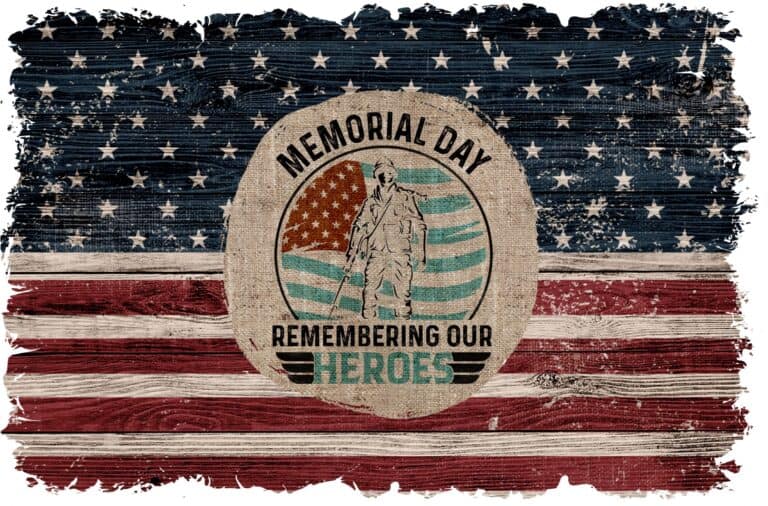 Honor the Fallen - rustic memorial day image on an American flag background